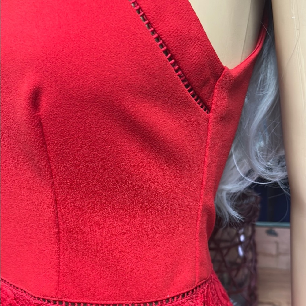 B Darlin Red Lace Mini Dress - Picture 3 of 7